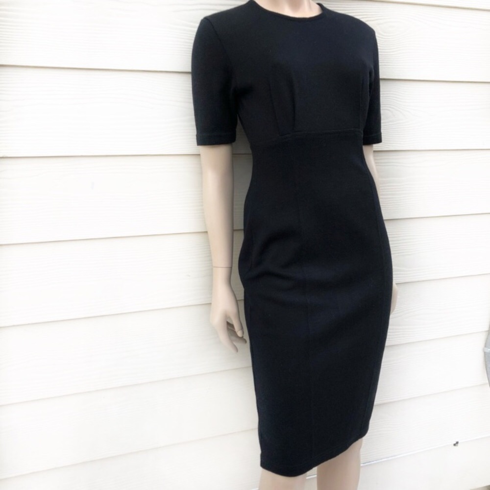 Outlander Petites Solid Black Wool Knit Dress - image 1